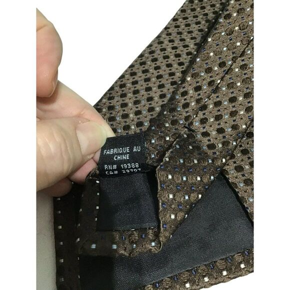5/$10 Stafford 54" Brown Silk Tie White Dots - Picture 5 of 5